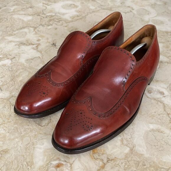 Peal & Co. For Brooks Brothers Slip On Wingtip Leather Shoes - Size 13D - Picture 3 of 12